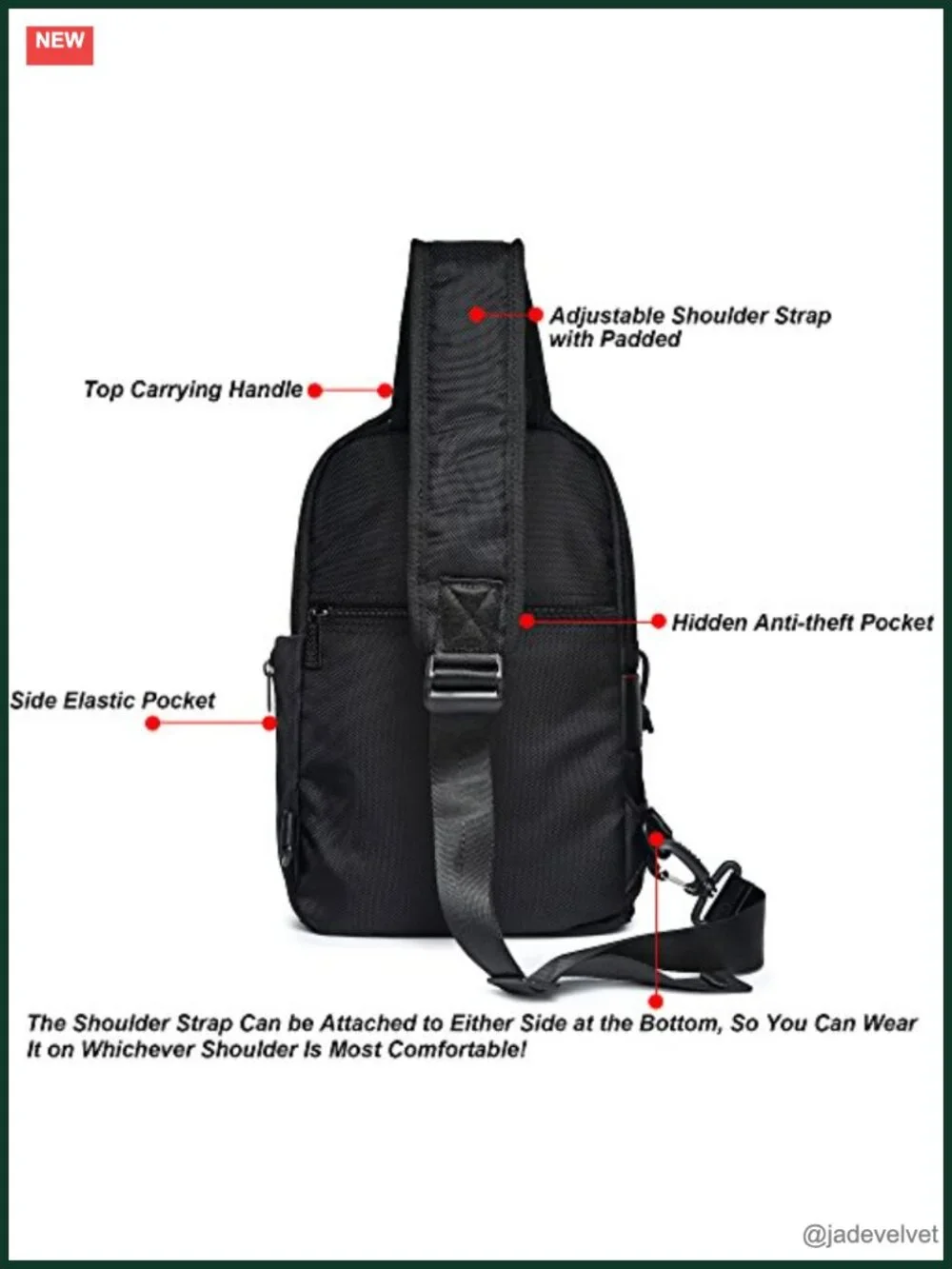 Sling Bag Crossbody Chest Backpack Travel Daypack Nylon